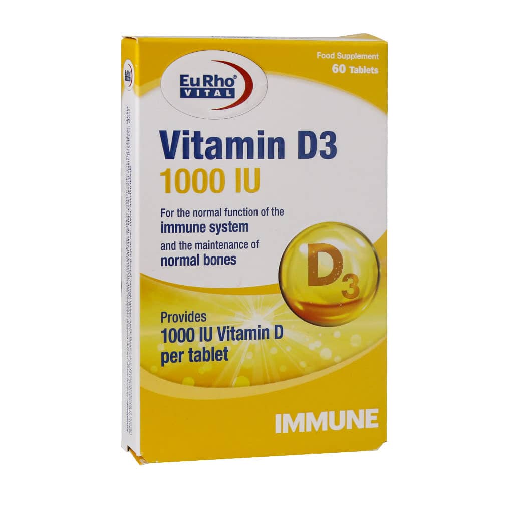 قرص ویتامین D3 1000 واحد یوروویتال 60 عدد 1 قرص ویتامین D3 1000 واحد یوروویتال 60 عدد